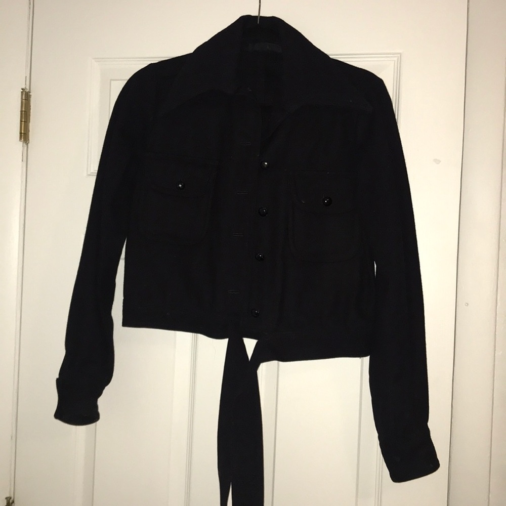 Custom Handmade Wool crop jacket with Tie